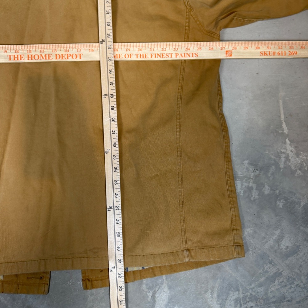 Brooks Brothers Mens L Tan Canvas Barn Chore Coat Corduroy Collar Plaid Lined - Picture 5 of 6